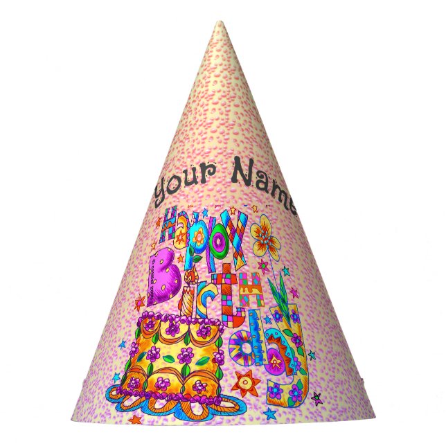 Happy Birthday Cake party hat (Front)