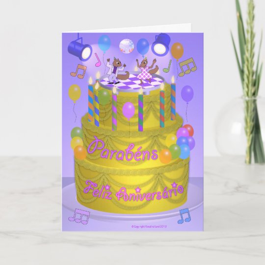 Happy Birthday Cake Portuguese Card Zazzle Co Uk