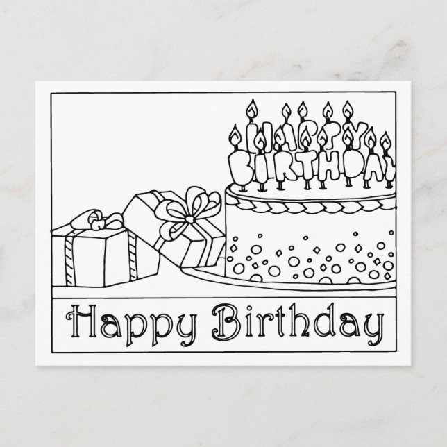 Happy Birthday Cake Postcard (Front)