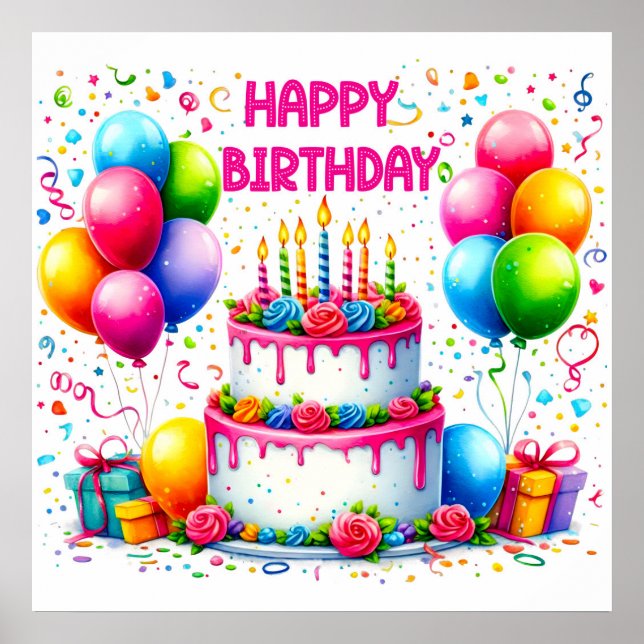 Happy Birthday Cake  Poster (Front)