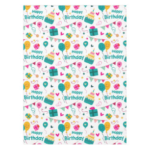 Happy birthday cake print tablecloth
