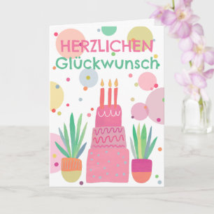 Happy birthday cake Rosa Bunt Card