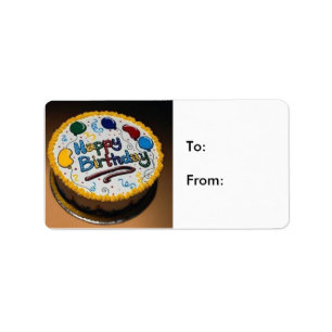Happy Birthday Cake- To:From: Label