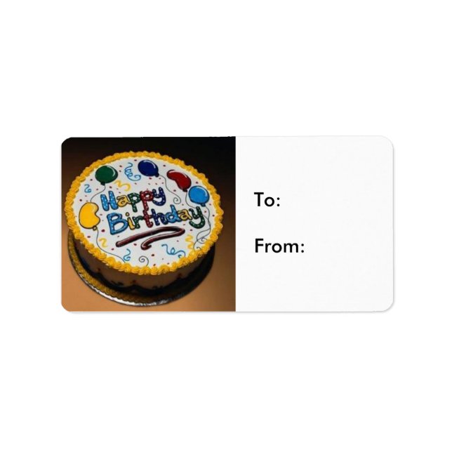 Happy Birthday Cake- To:From: Label (Front)