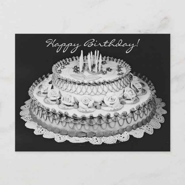 Happy Birthday Cake Vintage Photography Postcard (Front)