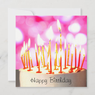 Happy Birthday cake with burning candles Card