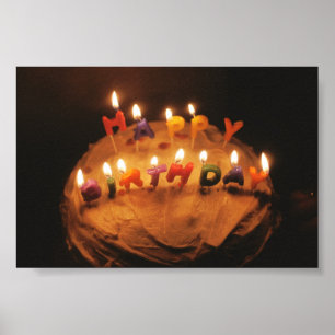 Happy Birthday Cake with candles Poster