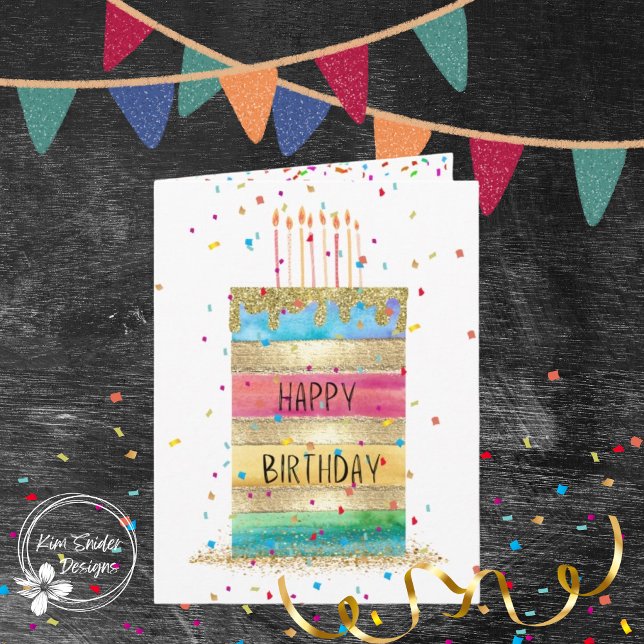 Happy Birthday Cake With Confetti and Candles Card (Creator Uploaded)
