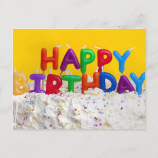 happy birthday cake with message postcard