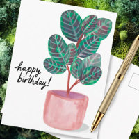 Happy Birthday Calathea Prayer Plant Watercolor