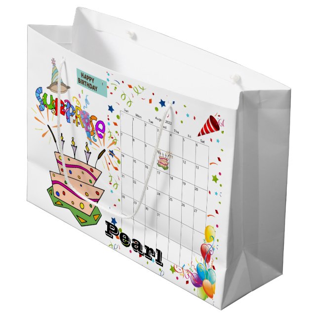 Happy Birthday Calendar August 2022 Gift Bag (Front Angled)