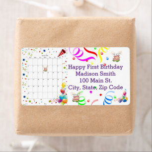 Happy Birthday Calendar January 2022 Address Label