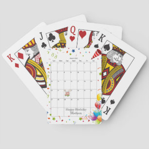 Happy Birthday Calendar March 2022 Playing Cards