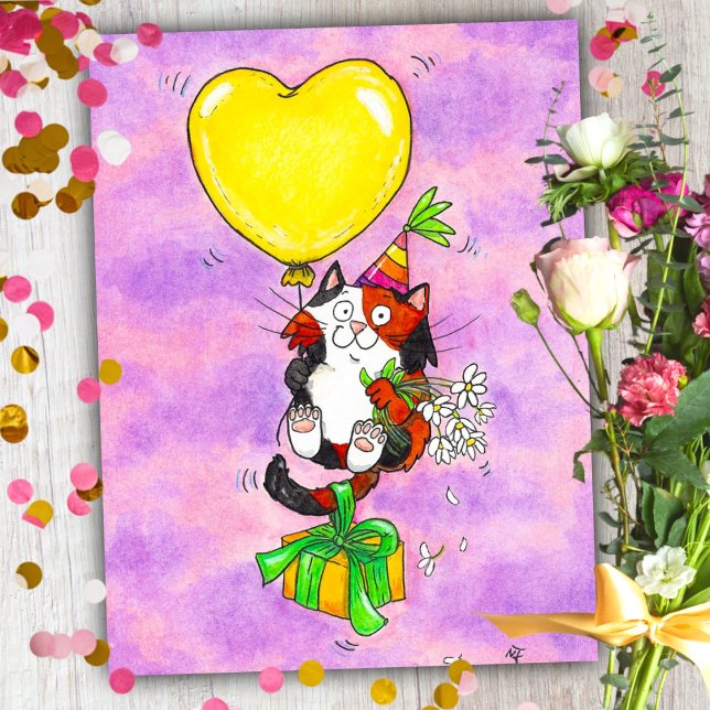 Happy Birthday Calico Cat Postcard (Creator Uploaded)
