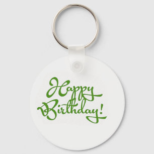 happy birthday calligraphy design key ring