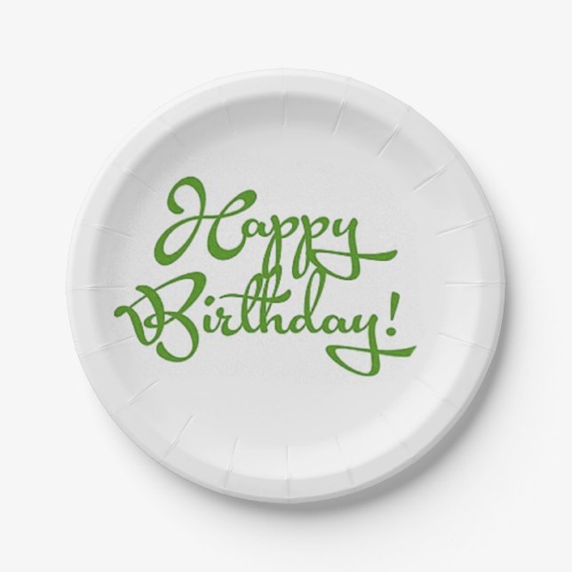 happy birthday calligraphy design paper plate (Front)