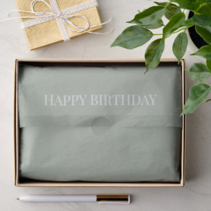 'Happy Birthday' Calming Muted Sage Green Fresh Tissue Paper