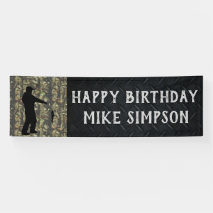 Happy Birthday Camouflage Fishing Men's Banner