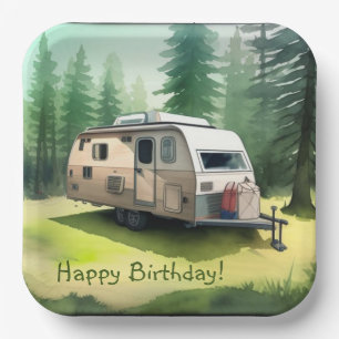 Happy Birthday Camping Paper Plate