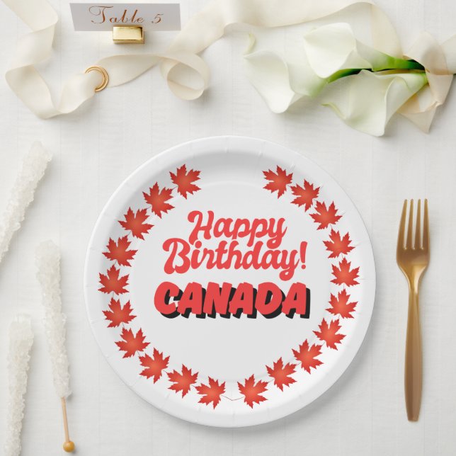 Happy Birthday Canada Paper Plate (Wedding)