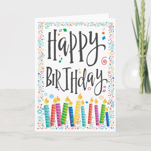 Happy Birthday Candles 2 - Personalise Card (Front)
