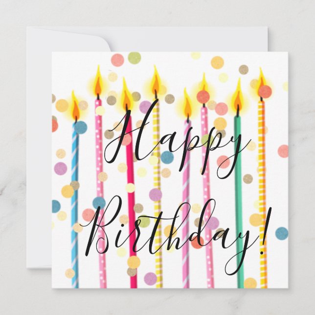 Happy Birthday Candles and Confetti Card (Front)
