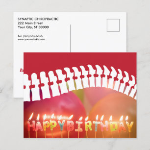 Happy Birthday Candles and Spine Chiropractic Postcard