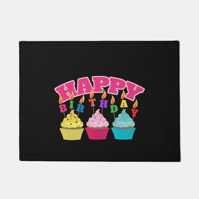Happy Birthday Candles Cupcakes Doormat (Front)