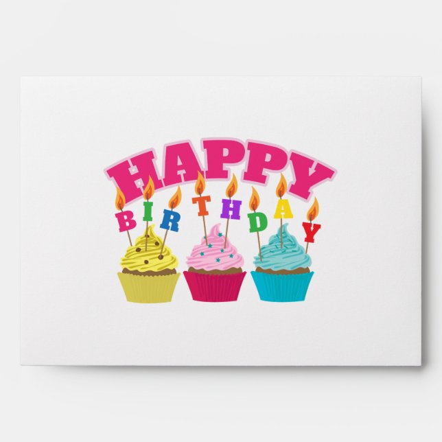 Happy Birthday Candles Cupcakes - Gift Idea Envelope (Front)