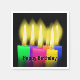 Happy Birthday Candles On Black Napkin