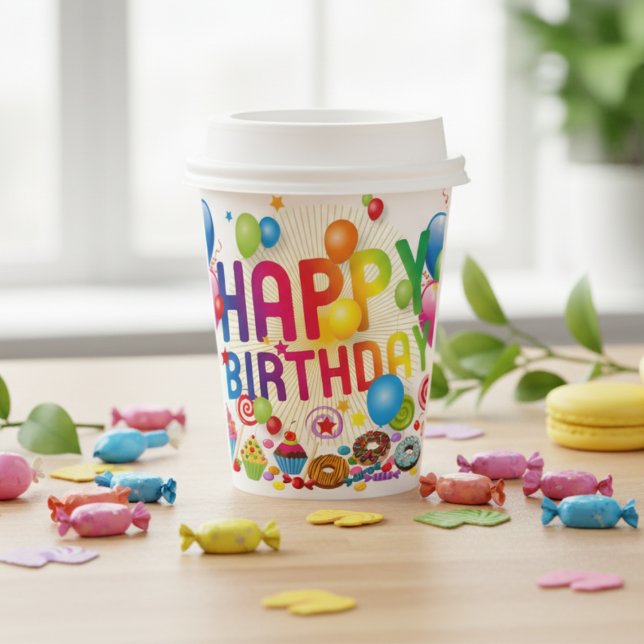 Happy Birthday Candy and Balloons Paper Cups (Creator Uploaded)