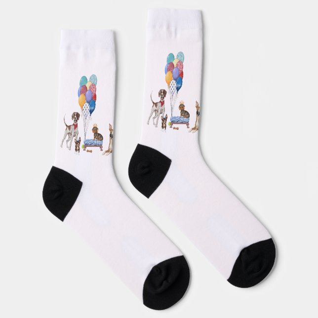 Happy Birthday Canine Dog Breeds Party Socks (Right)