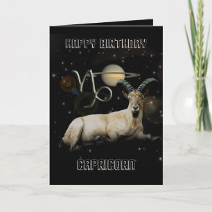 Happy Birthday Capricorn Goat Saturn Greeting Card