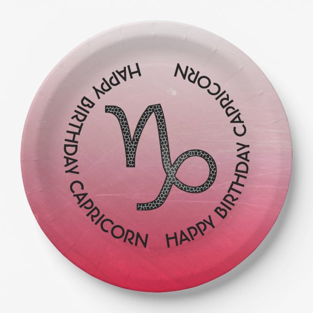 Happy Birthday Capricorn Horoscope Zodiac Paper Plate (Front)
