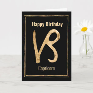 Happy Birthday Capricorn zodiac astrology gold Card