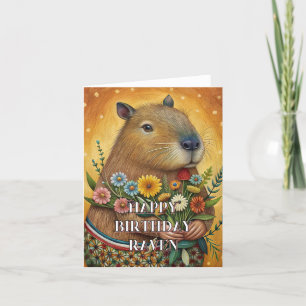 Happy birthday capybara foldet card