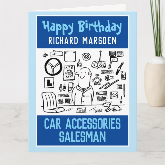 Happy Birthday Car Accessories Salesman Card (Front)