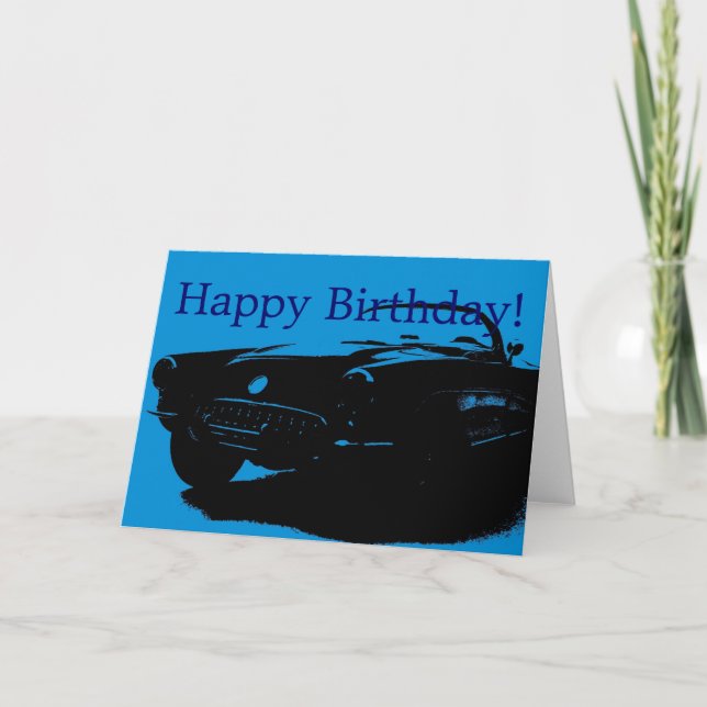 Happy Birthday Car Greeting Card (Front)