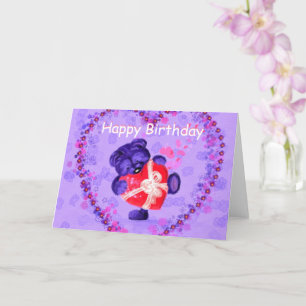 Happy Birthday Card Baby Bear with Heart Gift