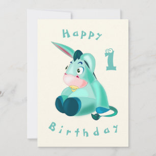 Happy Birthday Card - Baby Donkey - Your Age /Year