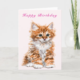 Happy Birthday Card Baby Kitten - Your Text