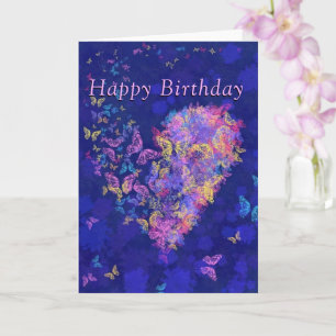 Happy Birthday Card Butterfly Heart - Love