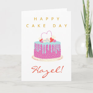 Happy Birthday Card Cake Day Custom Name Hazel