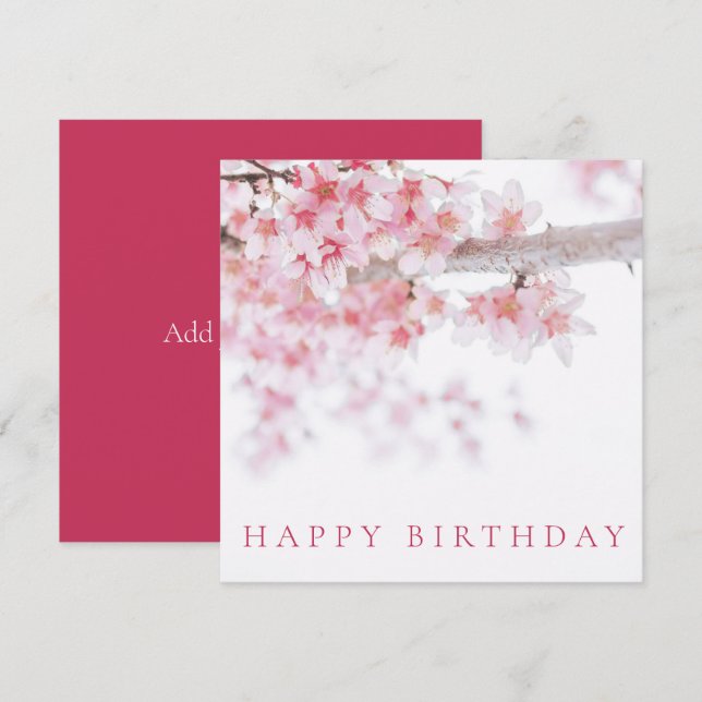 HAPPY BIRTHDAY CARD : CHERRY BLOSSOMS (Front/Back)