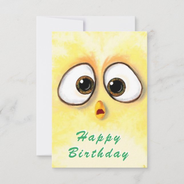 Happy Birthday Card Chickens Surprised Big Eyes (Front)