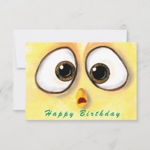 Happy Birthday Card Chickens Surprised Big Eyes