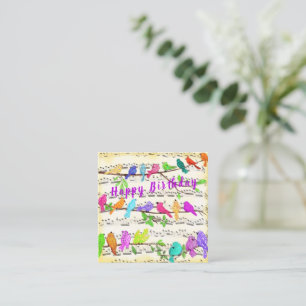 Happy Birthday Card Colourful Musical Birds Song