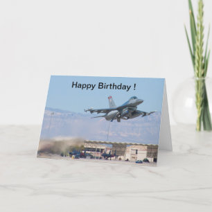 Happy Birthday card F-16 Taking Off