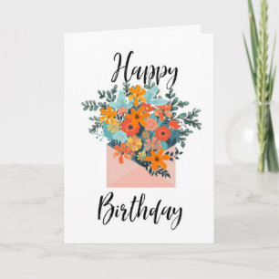 Happy Birthday Card Flower Envelope