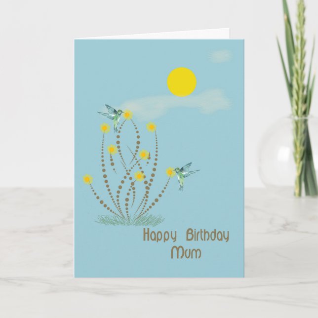 Happy Birthday Card for Mum with Hummingbirds (Front)
